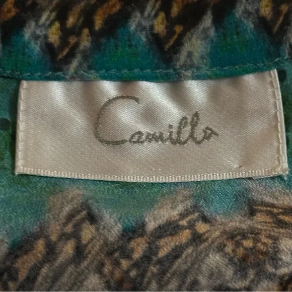 Camilla Los Pozas Short Lace Up Kaftan A Land Of Wonder 100% Silk Revolve Sequin - Picture 12 of 15